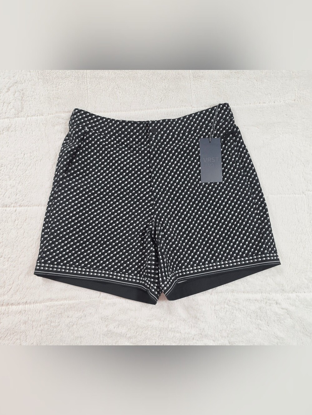 VRST Black Patterned Resort Shorts